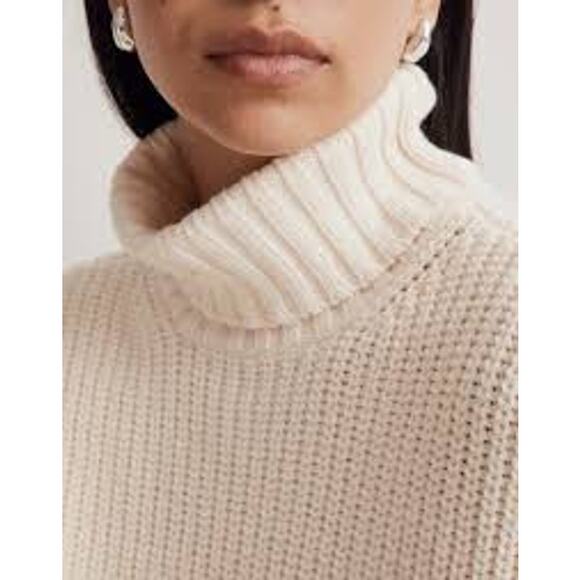 MADEWELL-Wide Rib Turtleneck Sweater- Antique Cream-M-NWT - Picture 3 of 10